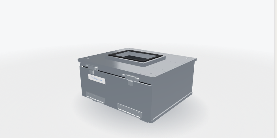 CureBeam™ Cube engineering CAD, top opening, hands and wrists